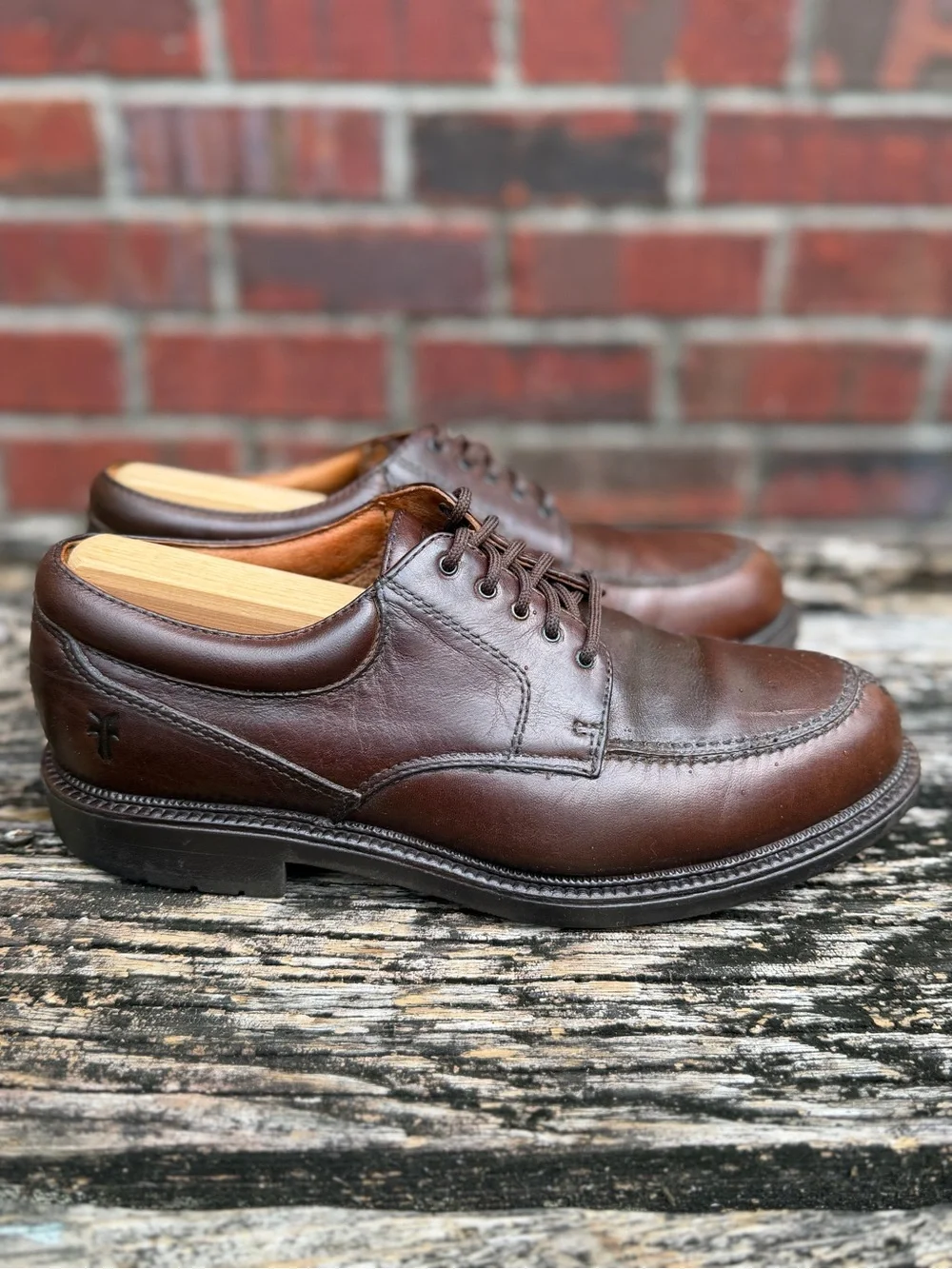 Frye Taylor Men’s Sz 7.5 Split Toe Brown Full Grain Leather Lace Up Oxford Shoes
